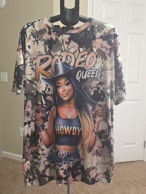 Rodeo Queen Short Sleeve Tee - Pink Black Tie-Dye